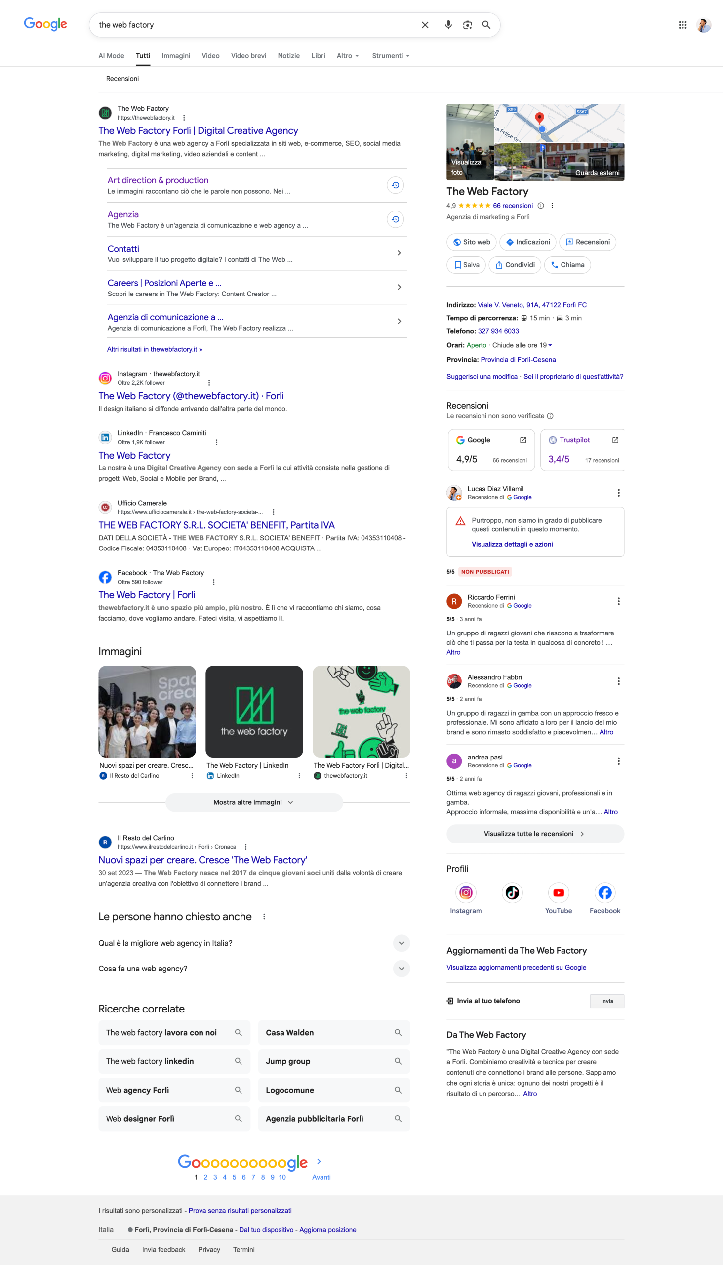 Google - Menzioni e ricerche (senza tool)